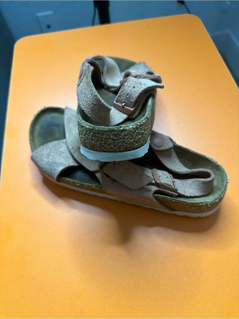 Birkenstock Kids Suede Crisscross Sandals in Tan